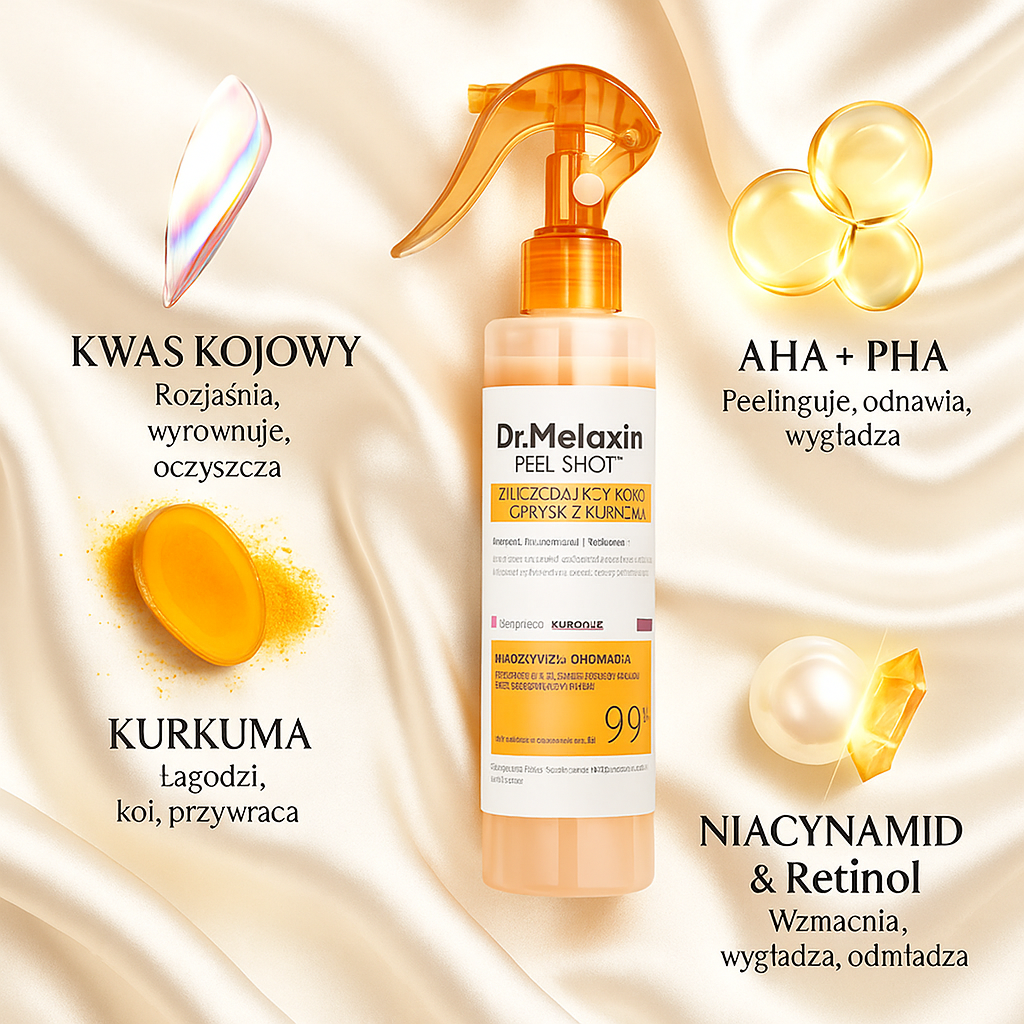 Dr.Melaxin - złuszczający kwas kojowy w sprayu z kurkumą
